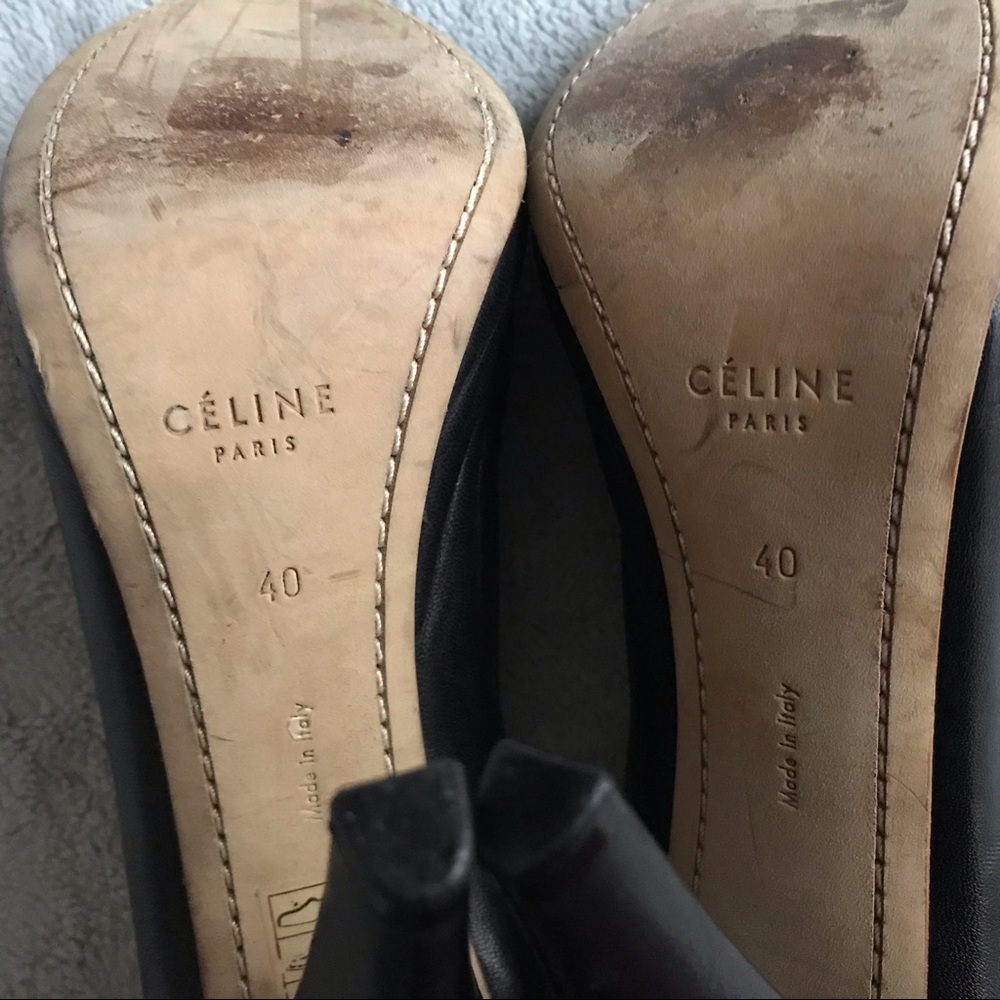 Celine Black Leather V Neck Heels Phoebe Philo 40 - Picture 7 of 13